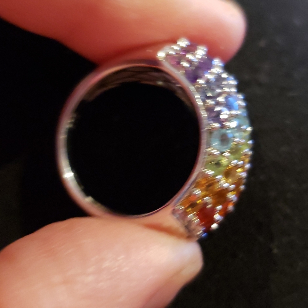 Sterling Silver ring with Genuine Gemstones - Picture 3 of 7
